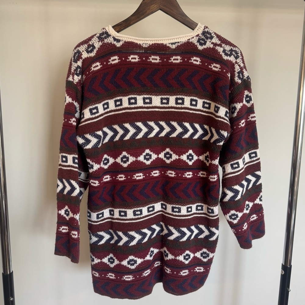 Vintage 90s White Stag Red White Navy Blue Sweater Size Large Boho Outdoors Y2K - Picture 3 of 8